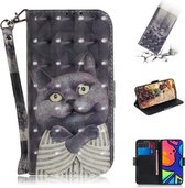 Voor Samsung Galaxy F41 3D Gekleurde Tekening Horizontale Flip Leren Case met Houder & Kaartsleuven & Portemonnee & Lanyard (Hug Cat)