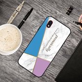 Voor Samsung Galaxy A01 Core Frosted Fashion Marble Shockproof TPU beschermhoes (blauw-violette driehoek)