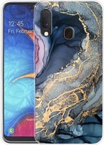 Voor Samsung Galaxy A20e marmeren schokbestendige TPU beschermhoes (abstract goud)