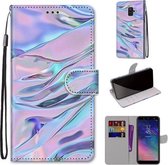 Voor Samsung Galaxy A6 2018 Gekleurde Tekening Cross Textuur Horizontale Flip PU Leren Case met Houder & Kaartsleuven & Portemonnee & Lanyard (Fluorescerend Waterpatroon)