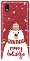 Voor Samsung Galaxy A01 Core Christmas Series Clear TPU beschermhoes (sjaal White Bear)