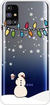 Voor Samsung Galaxy M31s Christmas Series Clear TPU beschermhoes (Milk Tea Snowman)