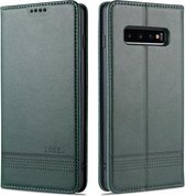Voor Samsung Galaxy S10 + AZNS Magnetische Kalf Textuur Horizontale Flip Leren Case met Kaartsleuven & Houder & Portemonnee (Donkergroen)