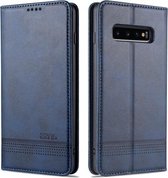 Voor Samsung Galaxy S10 + AZNS Magnetische Kalf Textuur Horizontale Flip Leren Case met Kaartsleuven & Houder & Portemonnee (Donkerblauw)