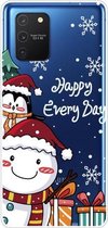 Voor Samsung Galaxy A91 / S10 Lite / M80s Christmas Series Clear TPU beschermhoes (Cute Penguin Snowman)