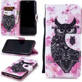 Voor Samsung Galaxy S9 Plus Gekleurd tekeningpatroon Horizontaal Flip TPU + PU lederen hoesje met houder & kaartsleuven & portemonnee & lanyard (uil)