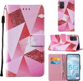 Voor Samsung Galaxy A51 5G Cross Textuur Schilderen Patroon Horizontale Flip Leren Case met Houder & Kaartsleuven & Portemonnee & Lanyard (Roze Ruit)