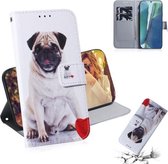 Voor Samsung Galaxy Note 20 Gekleurde tekening Horizontale flip lederen tas, met houder & kaartsleuven en portemonnee (pug)