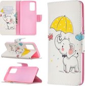 Voor Samsung Galaxy Note20 Gekleurde Tekening Patroon Horizontale Flip Leren Case met Houder & Kaartsleuven & Portemonnee (Olifant)