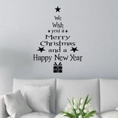Zegen Kerstboom Woonkamer Vensterglas Deur Verwijderbare Kerst Muursticker Decoratie (Zwart)