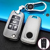 Voor Buick vouwen 4-knops auto TPU sleutel beschermhoes sleutelhoes met sleutelring (zilver)