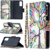 Voor Samsung Galaxy S20 FE 5G / S20 Lite Gekleurde Tekening Patroon Rits Horizontale Flip Lederen Case met Houder & Kaartsleuven & Portemonnee (Boom)