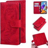 Voor Samsung Galaxy A21s Tiger Embossing Pattern Horizontale Flip lederen tas met houder & kaartsleuven & portemonnee (rood)