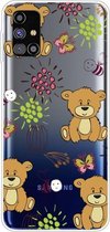 Voor Samsung Galaxy M31s schokbestendig geverfd transparant TPU beschermhoes (kleine bruine beer)