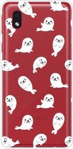 Voor Samsung Galaxy A1 Core schokbestendig geschilderd transparant TPU beschermhoes (White Sea Lion)