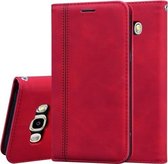 Voor Samsung Galaxy J5 (2016) / J510 Frosted Business Magnetische Horizontale Flip PU lederen tas met houder & kaartsleuf & lanyard (rood)