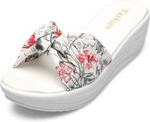 Strik Print Dikke Bodem Verhoogde Wedge Slippers Sandalen voor Dames (Kleur: Rood Maat: 35)