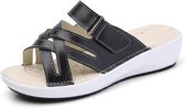 Cross Striped Fashion Cute Pantoffels Sandalen voor Dames (Kleur: Zwart Maat: 40)