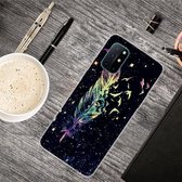 Voor OnePlus 8T schokbestendig geverfd transparant TPU beschermhoes (kleurrijke veren)