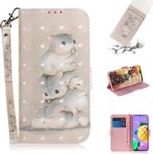 Voor LG K62 / K52 / Q52 3D Gekleurde Tekening Horizontale Flip Leren Case met Houder & Kaartsleuven & Portemonnee & Lanyard (Eekhoorns)