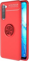 Voor OPPO Reno3 metalen ringhouder 360 graden roterende TPU-hoes (rood + rood)