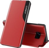 Voor Samsung Galaxy S7 Edge Side Display Magnetische schokbestendige horizontale flip lederen tas met houder (rood)