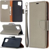Voor Samsung Galaxy A42 5G Litchi Textuur Pure Kleur Horizontale Flip PU Lederen Case met Houder & Kaartsleuven & Portemonnee & Lanyard (Grijs)