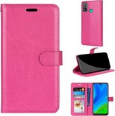 Voor Huawei P Smart 2020 Pure Kleur Horizontale Flip PU Leren Case met Houder & Kaartsleuven & Portemonnee & Fotolijst (Rose Rood)