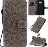 Voor LG G8X Geperst Afdrukken Zonnebloem Patroon Horizontale Flip PU Lederen Case met Houder & Kaartsleuven & Portemonnee & Lanyard (Grijs)