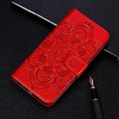 Voor LG K40S Mandala Embossing Patroon Horizontale Flip Leren Case met Houder & Kaartsleuven & Portemonnee & Fotolijst & Lanyard (Rood)