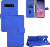Voor Samsung Galaxy S10 Plus Effen Kleur Huidgevoel Magnetische Gesp Horizontale Flip Kalfsstructuur PU Lederen Case met Houder & Kaartsleuven & Portemonnee (Blauw)