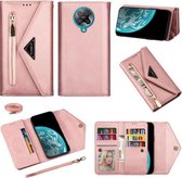 Voor Xiaomi Redmi K30 Pro Skin Feel Rits Horizontale Flip Leren Case met Houder & Kaartsleuven & Fotolijst & Lanyard & Lang Touw (Rose Goud)