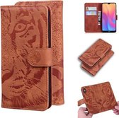 Voor Xiaomi Redmi 8A Tiger Embossing Pattern Horizontale Flip lederen tas met houder & kaartsleuven & portemonnee (bruin)