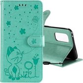 Voor OPPO Reno4 4G (Indiase versie) Cat Bee Embossing Pattern Schokbestendige horizontale flip lederen tas met houder & kaartsleuven & portemonnee (groen)