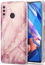 Voor Huawei P30 Lite TPU Gilt Marble Pattern beschermhoes (roze)