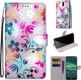 Voor Nokia 2.3 Gekleurde Tekening Cross Textuur Horizontale Flip PU Lederen Case met Houder & Kaartsleuven & Portemonnee & Lanyard (Gradient Kleurrijke Bloem)