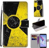 Voor Huawei Honor 9 Lite Gekleurde Tekening Cross Textuur Horizontale Flip PU Lederen Case met Houder & Kaartsleuven & Portemonnee & Lanyard (Geel Zwart Logo)