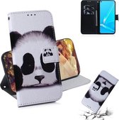 Voor OPPO A52 / A72 / A92 Gekleurde tekening Horizontale flip lederen tas, met houder & kaartsleuven en portemonnee (Panda)