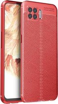 Voor OPPO F17 Litchi Texture TPU schokbestendig hoesje (rood)