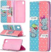 Voor Huawei Y5 (2019) Gekleurde Tekening Patroon Onzichtbare Magnetische Horizontale Flip PU Lederen Case met Houder & Kaartsleuven & Portemonnee (Olifant)
