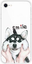 Voor iPhone SE 2020/8/7 Gekleurd tekeningpatroon Zeer transparant TPU beschermhoes (Pinch Dog)