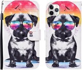 Voor iPhone 12 Pro Max 3D Geschilderd Patroon Horizontale Leren Flip Case met Houder & Portemonnee & Kaartsleuf & Lanyard (Bril Hond)