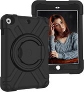 Voor iPad 10.2 pc + siliconen schokbestendige combinatiebehuizing met 360 graden roterende houder en handgreep (zwart)