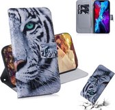 Voor iPhone 12 mini gekleurde tekening horizontale flip lederen tas, met houder & kaartsleuven & portemonnee (tijger)
