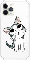 Voor iPhone 11 Pro gekleurd tekeningpatroon zeer transparant TPU beschermhoes (kat)