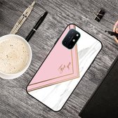 Voor OnePlus 8T Frosted Fashion Marble schokbestendig TPU beschermhoes (roze driehoek)