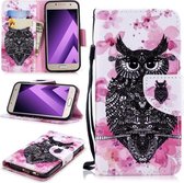 Voor Samsung Galaxy A3 (2017) Gekleurde tekening Patroon Horizontaal Flip TPU + PU lederen tas met houder & kaartsleuven & portemonnee & lanyard (uil)