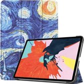 Voor iPad Air 2020 10.9 Gekleurde tekening Horizontale flip lederen tas met drie-vouwbare houder & slaap- / wekfunctie (sterrenhemel)