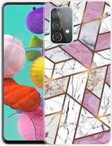 Voor Samsung Galaxy A32 4G Frosted Fashion Marble Shockproof TPU beschermhoes (Rhombus White Purple)