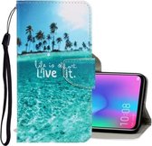 Voor Huawei Honor 10 Lite 3D Gekleurde Tekening Horizontale Flip PU Lederen Case met Houder & Kaartsleuven & Portemonnee (Kokospalm)